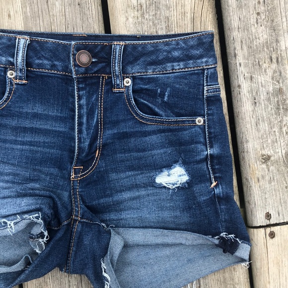 American Eagle Hi Rise Shortie Distressed Shorts - Picture 8 of 9